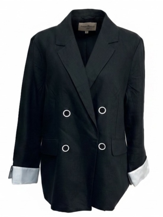 Neiman Marcus Jackets & Blazers - Vintage Neiman Marcus Linen Jacket Black White Notched Lapel Size Large